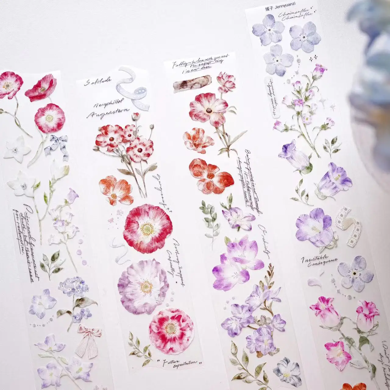 

Jennyyuanzi Vintage A Touch Of Spring Floral Washi PET Tape for Card Making Decoration DIY Scrapbooking Plan Stickers
