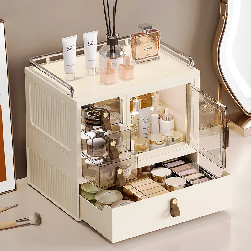 Dust-Proof Drawer Shelf Organizer for Premium Skin-Care Masks & Cosmetics, Clear Top Desktop Storage Box for Dresser