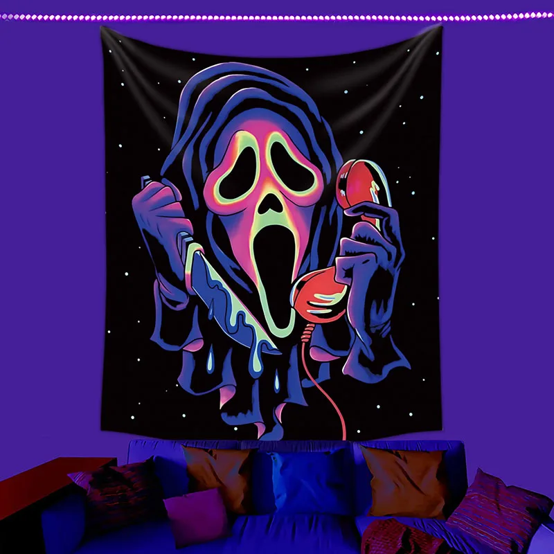 UV-Fluoreszierender Schmetterlings-Wandteppich, Neon-Wandteppich für Schlafzimmerdekoration, Feiertagsparty-Hintergrund, Hängende Dekoration