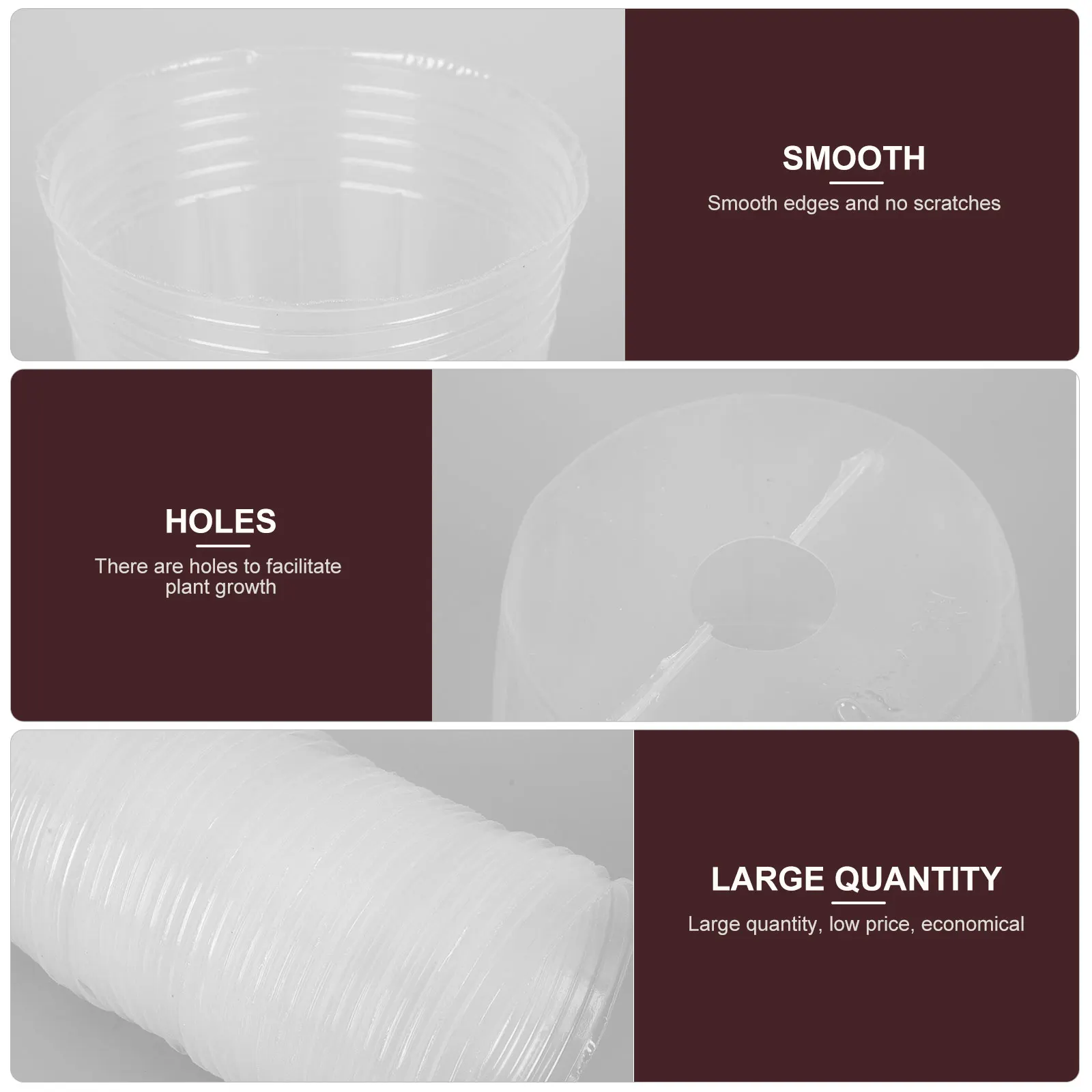 

36Pcs Transparent Plant Nursery Cups Durable Plastic Seedling Starter Pots for Succulents Orchids African Violets Bonsai Growing