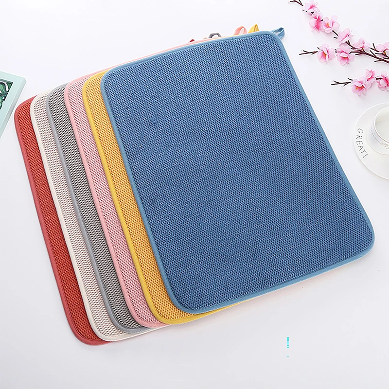 

30x40cm Dish Drying Mat In The Cabinet Drying Mats Microfiber Absorbent Table Placemat Non Slip Heat Resistant Drain Drying Pad