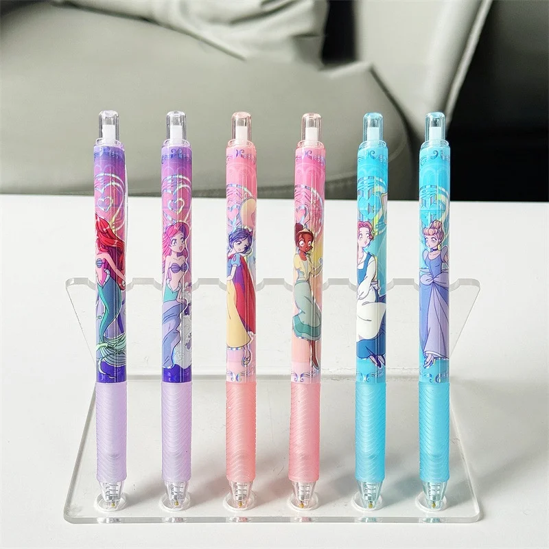 24PCS/LOT CARTOON DISNEY PRINCESS GEL PEN CUTE 0.5MM الحبر الأسود توقيع الضغط PENS الهدايا الترويجية مصادر المدرسة
