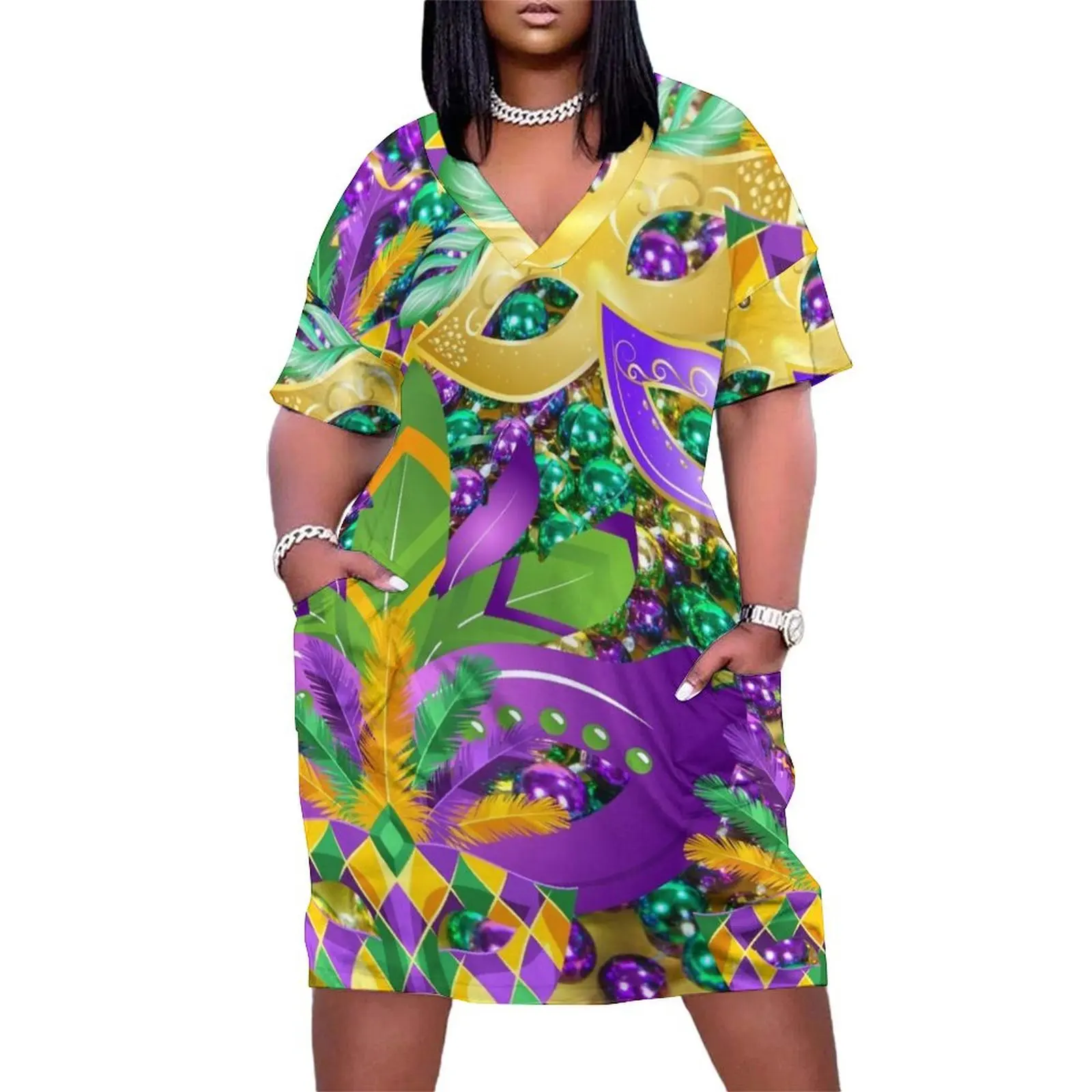 

Mardi Gras Carnival V Loose Pocket Dress Elegant gowns evening dresses luxury 2025 loose summer dress