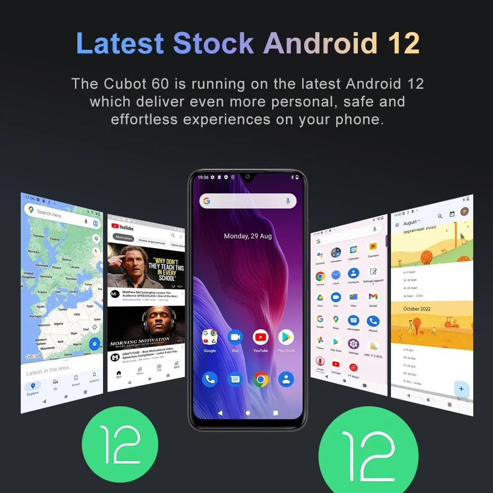 Cubot P60 Android 12 4Gสมาร์ทโฟน 6.517 นิ้วHD Octa Core 6GB + 128GB 20MPกล้องDual SIM Card 5000MAhแบตเตอรี่GPSโทรศัพท์มือถือ