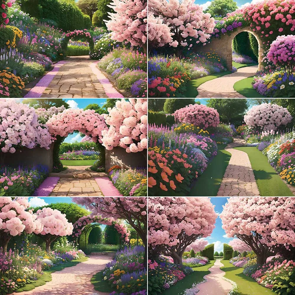 

MOON.QG Fairy Birthday Background Photography Spring Pink Garden Photocall Backdrop Children Photo Studio Photozone Supplies
