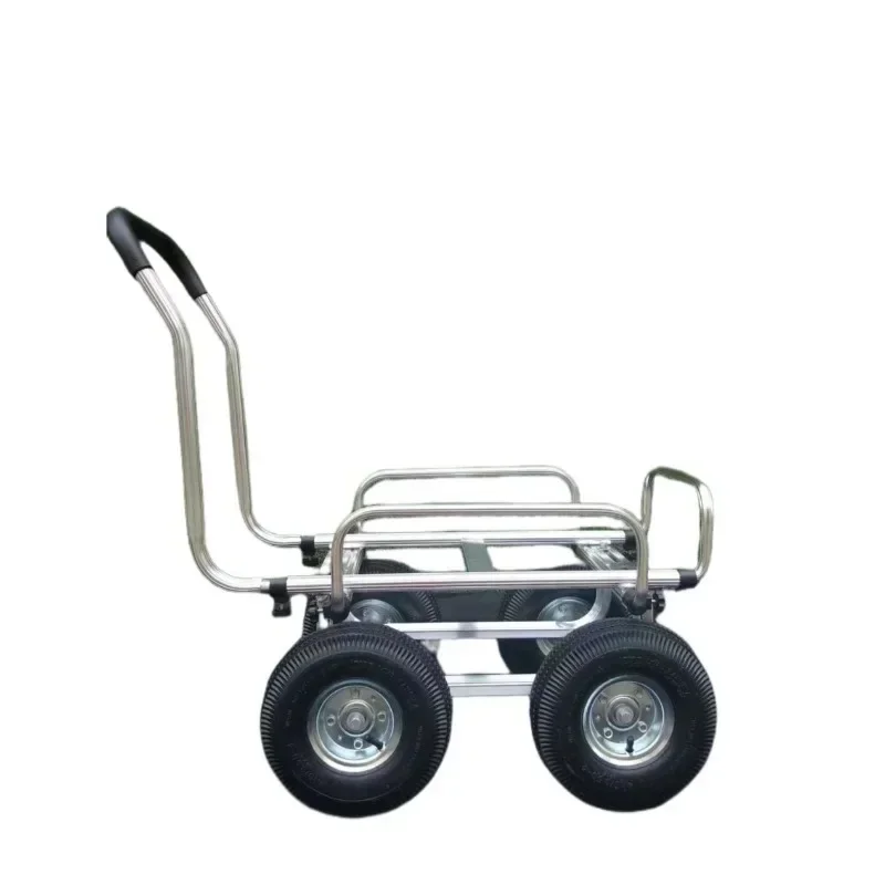 Multi Functional Aluminum Four-wheel Silent Flatbed Handcart with Enclosed Frame for Cargo Transportation