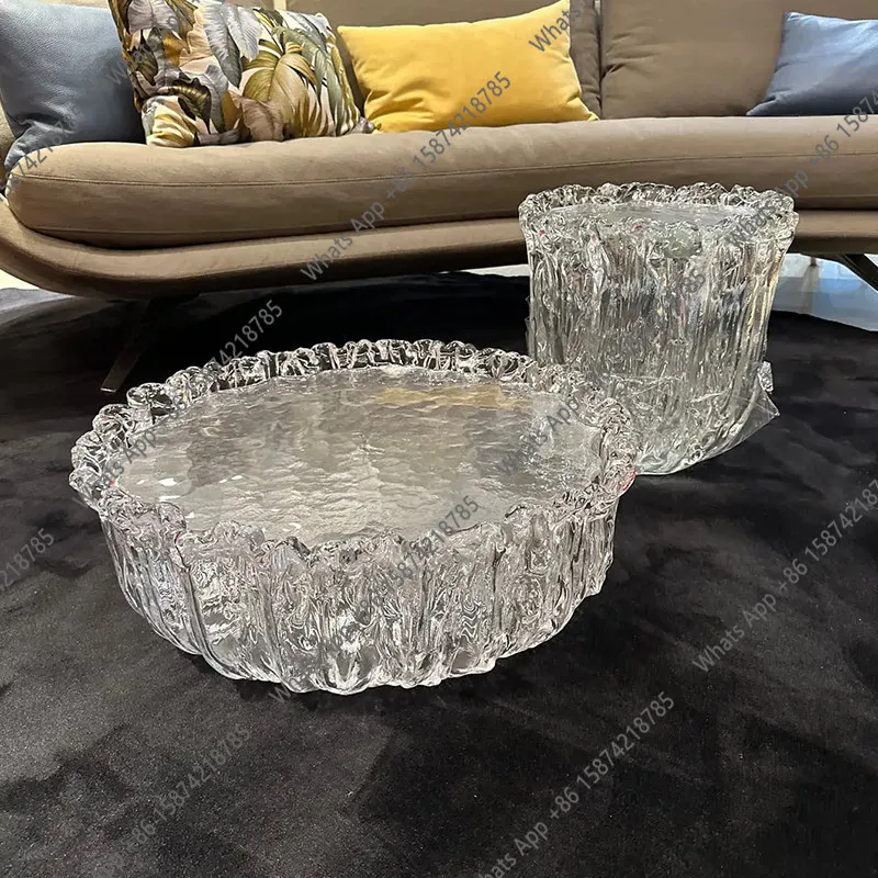 

Новая дизайнерская мебель из прозрачной смолы с волнистыми краями, легкая роскошная вилла, большой расклад для продажи с плоским полом