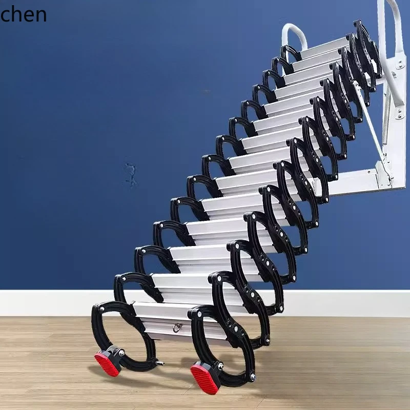 

HXL telescopic staircase household aluminum alloy multi-functional folding wall hanging thickened storage ladder