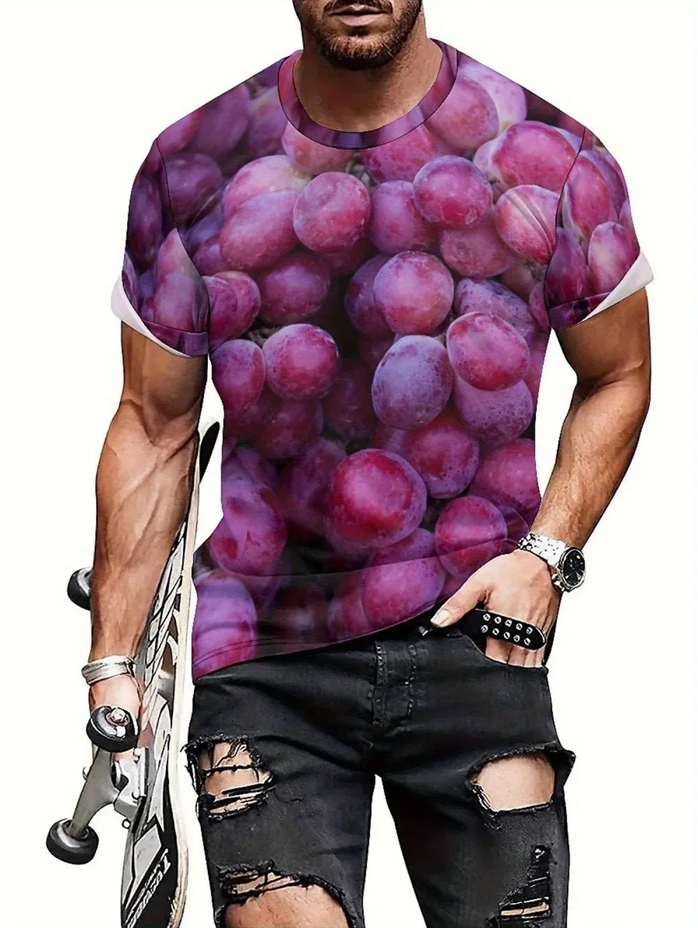 Fun Fruit Watermelon Pattern 3D Print Breatha Quick-Dry Herren T-Shirt Outdoor Street Fashion Casual Freizeit Eltern-Kind-Kleidung – Detail 4