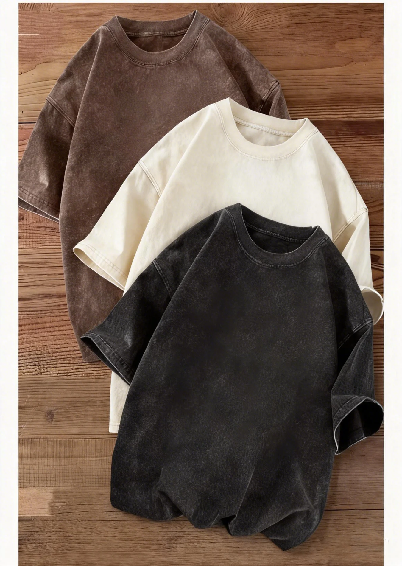 

Мужская модная футболка в ретро-стиле, 3 предмета в комплекте, 220 г, высококачественная, плотная, с эффектом стирки, удобная, спортивная.