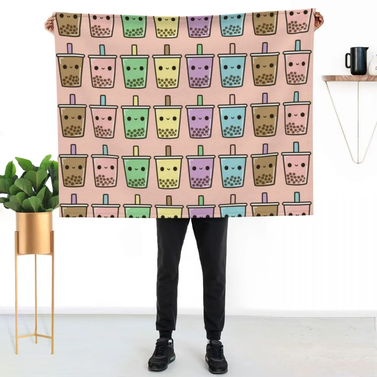 Bubble tea Throw Blanket Single Thin Loose For Decorative Sofa For Sofa Thin Sleeping Bag Blankets