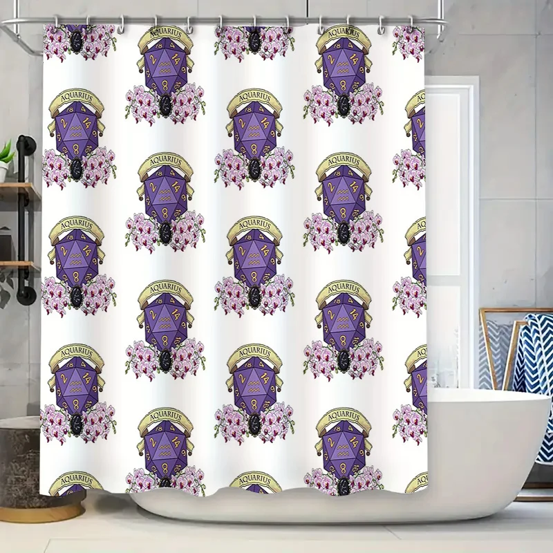 Floral Dice Shower Curtain Set Waterproof Bath Decor Gaming Room Decor Gambling Theme Home Textile Modern Style