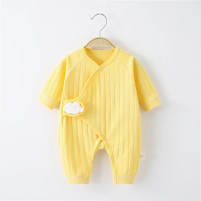 Newborn Baby Cotton One-Piece Romper Boys Girls Long Sleeve Boneless Jumpsuit Clothes Infant Pajamas Four Seasons