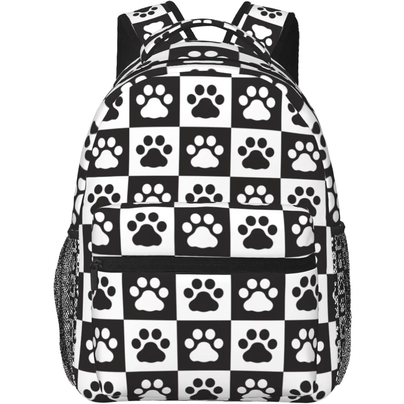

Black and White Dog Paws Backpack School Bag for Students Teens Laptop Backpacks Travel Daypack Bag with Multiple Pockets