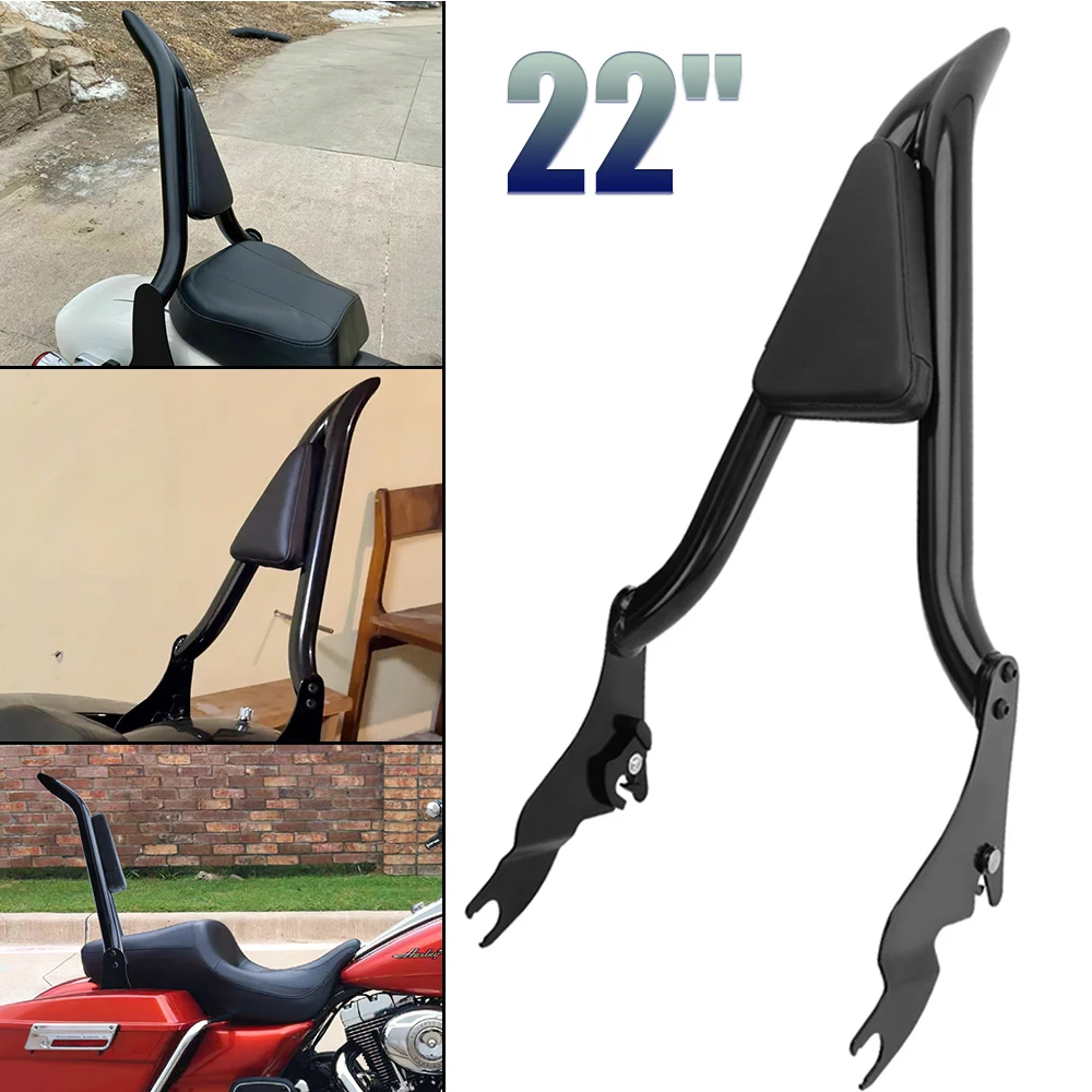 

Motorcycle 22" Detachable Rear Passenger Backrest Sissy Bar Black For Harley CVO Road Glide Street Touring Road King 2009-2022