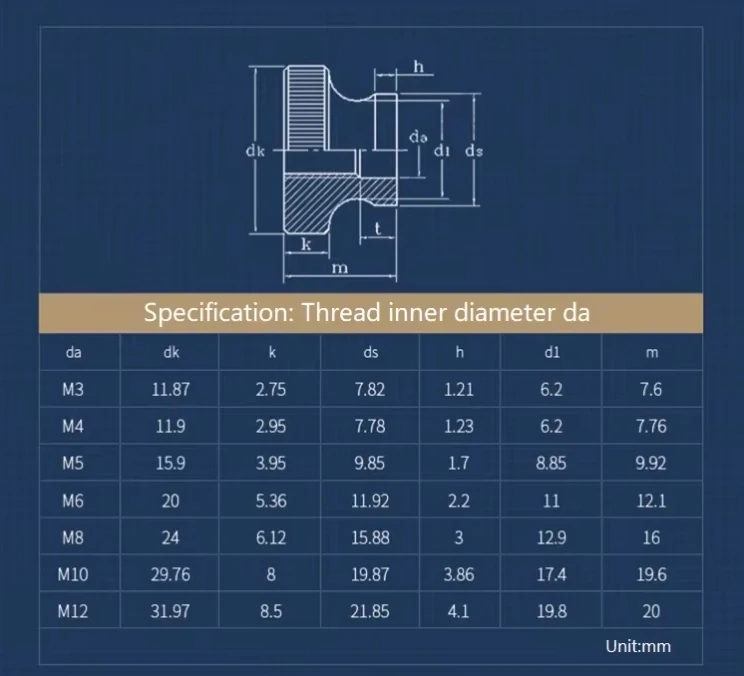M2 M2.5 M3 M4 M5 M6 M8 M10 M12 304 Stainless Steel High Head Knurled Tighten Hand Nut Handle Thread Mechanical Thumb Manual Nuts