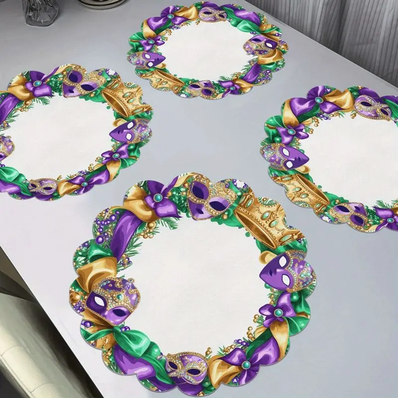 VIKAMA Wave Lace Carnival Mask Crown Wreath Meal Mat Insulation Table Mat Party Festival Plate Mat Dining Table Decoration