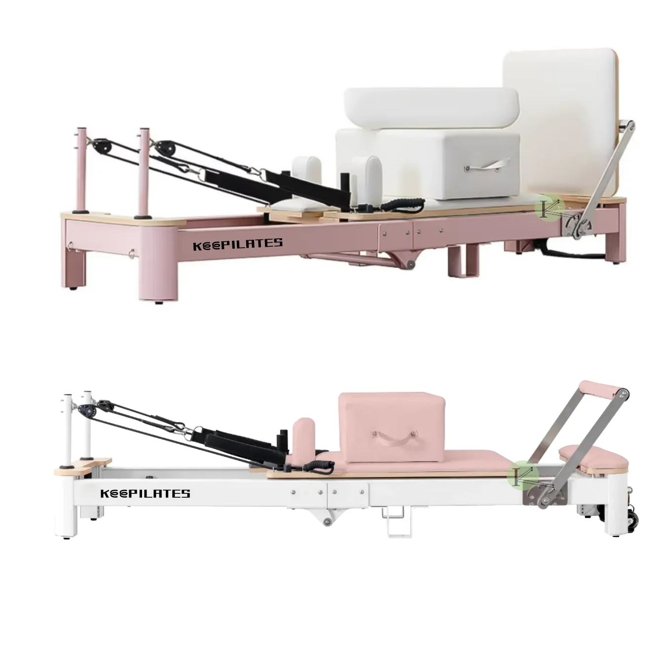 Прочный розовый алюминиевый складной реформатор для пилатеса, портативная кровать для пилатеса для домашнего использования, упражнения для тела Прочный розовый алюминиевый складной реформатор для пилатеса, портативная кровать для пилатеса для домашнего использования, упражнения для тела