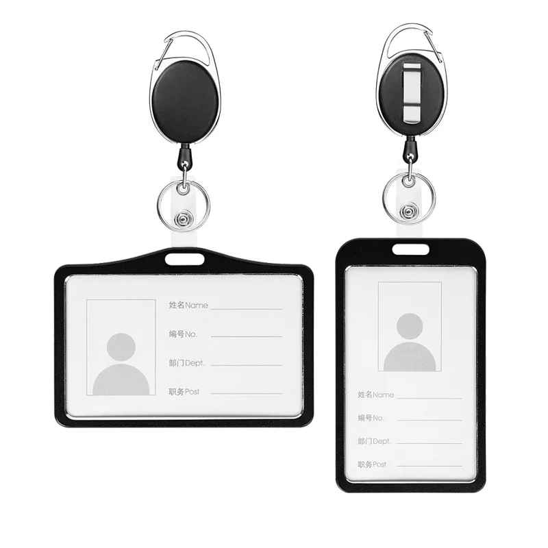 Aluminum Alloy Staff ID Work Card Cover Case ID Card Name Badge Holder with Retractable Badge Reel Credit ID Card Badge Bag