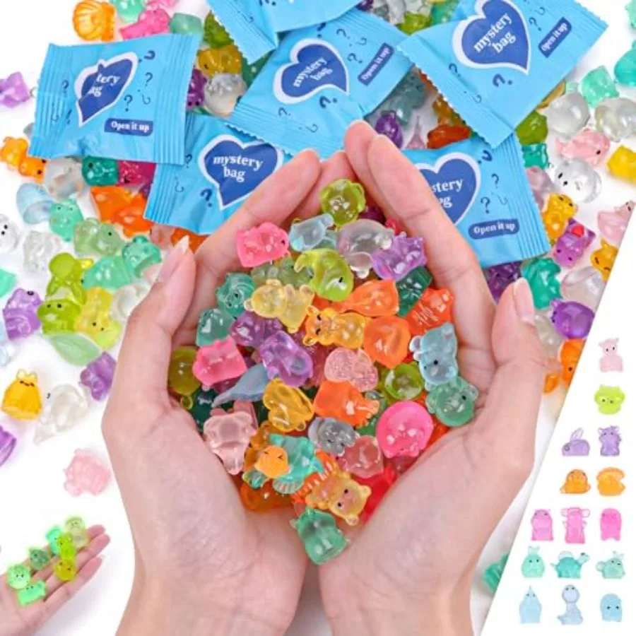 

270 pcs Mini Glow in The Dark Animal Resin Models, Resin Animals Mystery Bags, Individually Wrapped Blind Bags Tiny Animal Figu