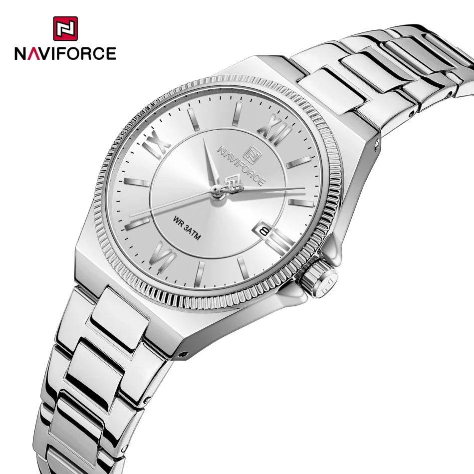 NAVIFORCE Casual Woman 3ATM Waterproof Quartz High Quality Watch Retro Watches Stainless Steel Watchband Ladies' Watches NF5073