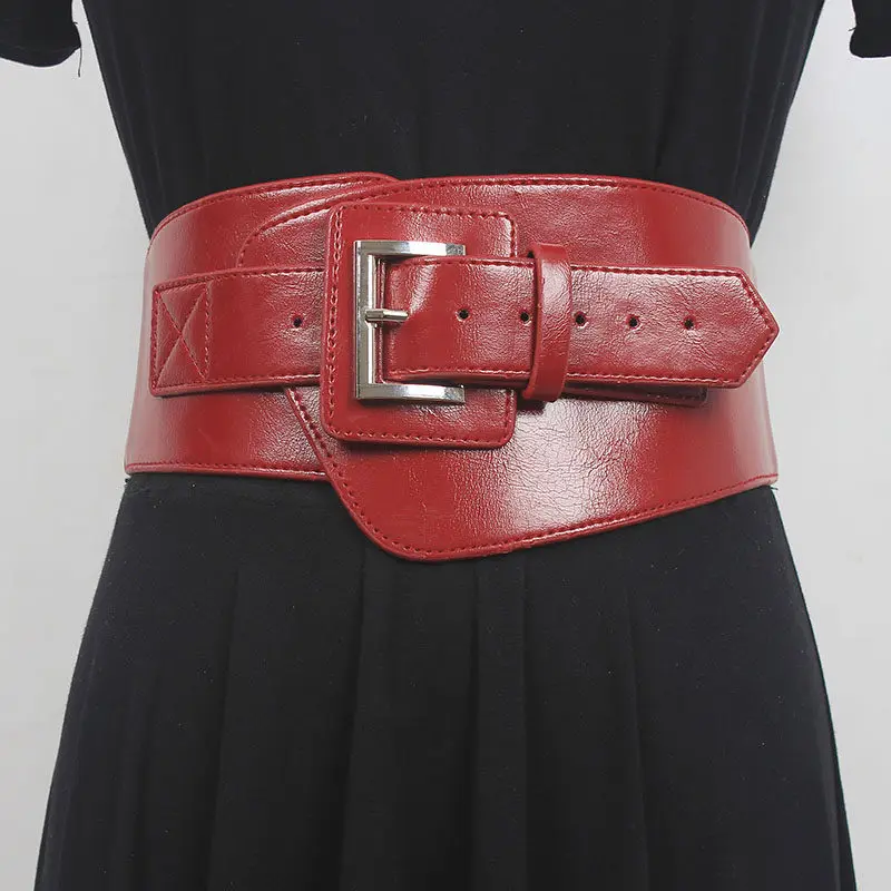 Plain PU Leather Elastic Waistbands for Women Irregular Wide Waist Belts Winter Spring Women Coat Jacket Strechy Corset Ceinture