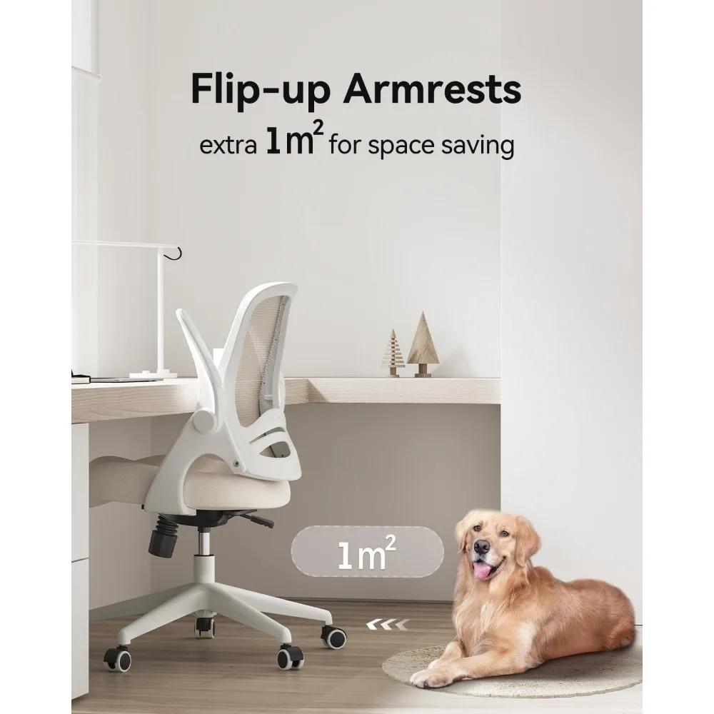 Ergonomic Saddle Seat Office Chair with Flip-Up Armrests, Swivel Mesh Backrest, and S-Shaped Support