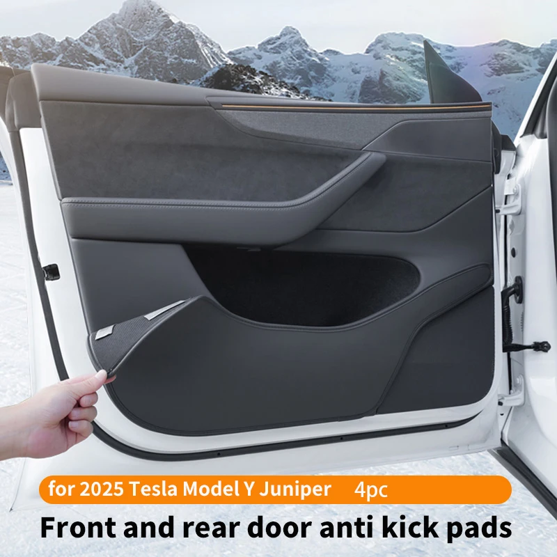 Suitable for Tesla's Updated Model Y Juniper Door Kick Pad, Door Panel Sticker, Thickened Interior Decoration -4pcs