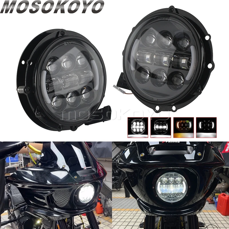 Motorcycle LED Headlight DRL Angel Eyes 5-3/4