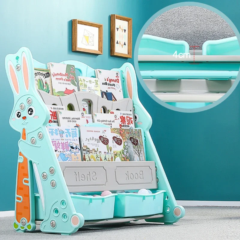 Children\'s Baby Bookshelf - Picture Book Storage, Toddler Floor Plastic Rack, Simple Kindergarten Bookcase, Kids Organizer