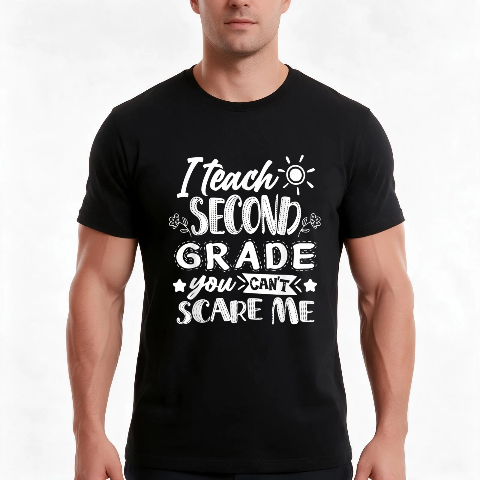 Teach Second Grade Teacher Team T-Shirt, Summer Casual Cotton Tee, Oversized Streetwear Tops, Vintage Graphic Print, 100% Cotton