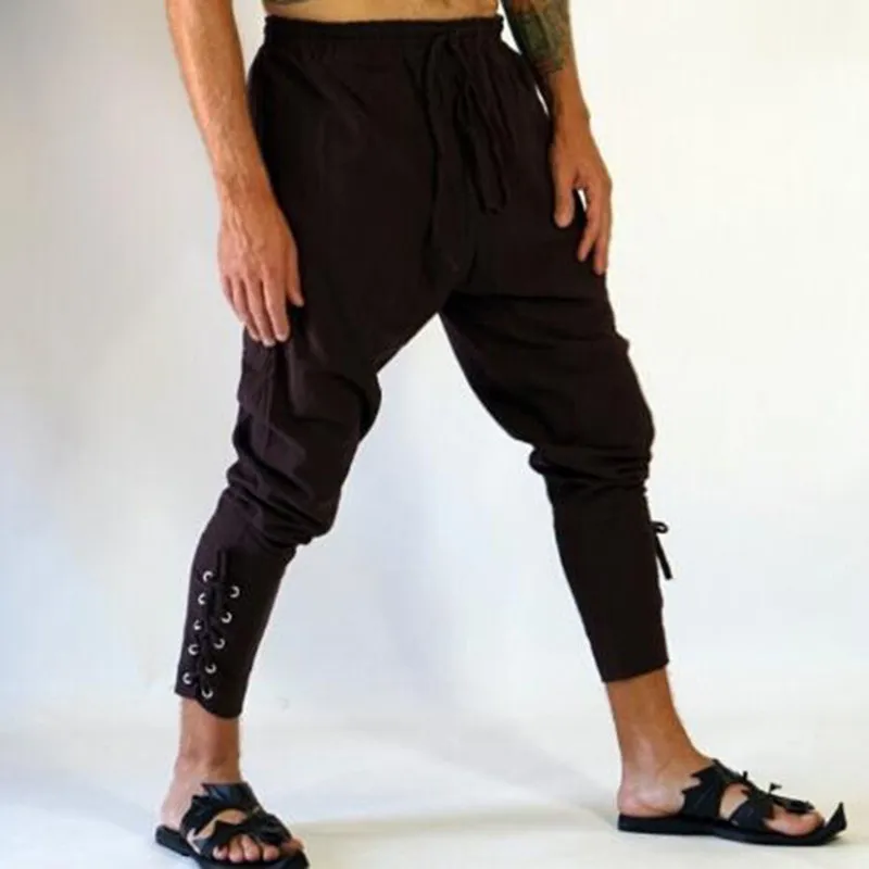 Pirate Pants For Men Viking Cosplay Renaissance Medieval Gothic Pants Pirate Costume Trouser Men Plus Size 5XL