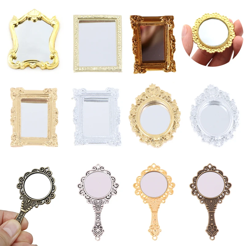 1/12 Dollhouse Miniature Frame Accessories Furniture Miniature Mirror Wall Room Mirror Doll House Mirror