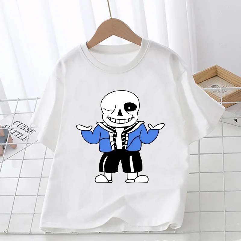 Vedio Game Undertale Sans Print Cartoon Kids T Shirt Girls Summer Tops Baby Boys Clothes Children Short Sleeve White T-shirts