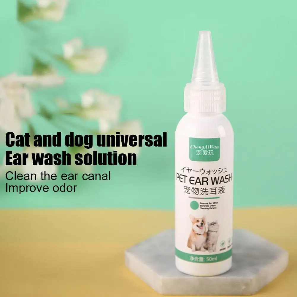 50ml Pet Dog Ear Mites Earwax Cleaning Liquid Pet Ear Hygiene Liquid Pet Ear Cleaning Cleaning Tool F3b0