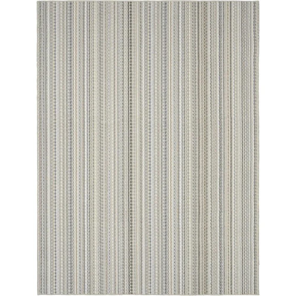 

recycled carnival stripe area rug - 7' x 12', earthtone stripes, non-slip, modern and stain-resistant for living spaces