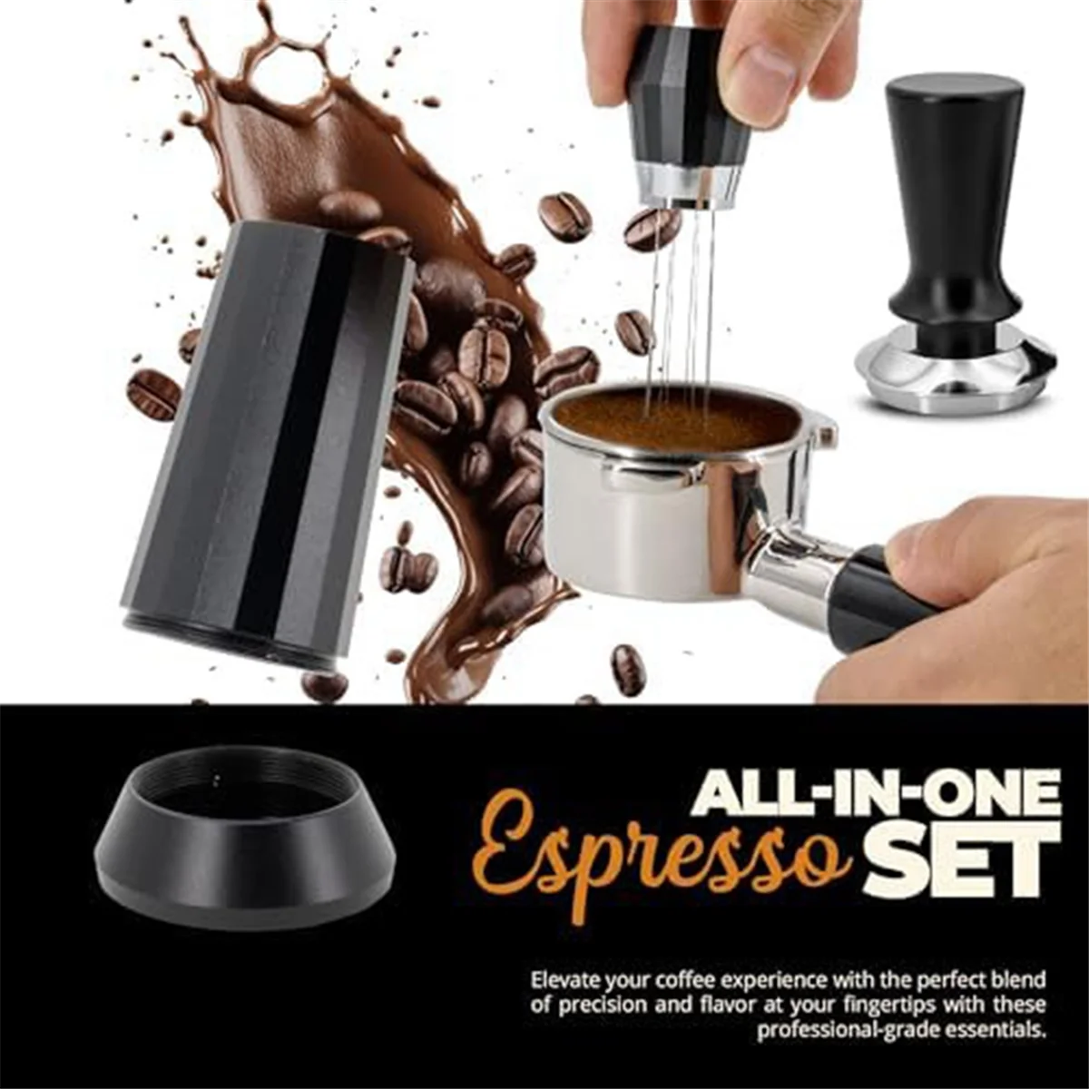 

54mm Portafilter Espresso Kit Set -Stainless Steel & Aluminum Alloy WDT Tool & Precision Tamper with Spring-A70Z