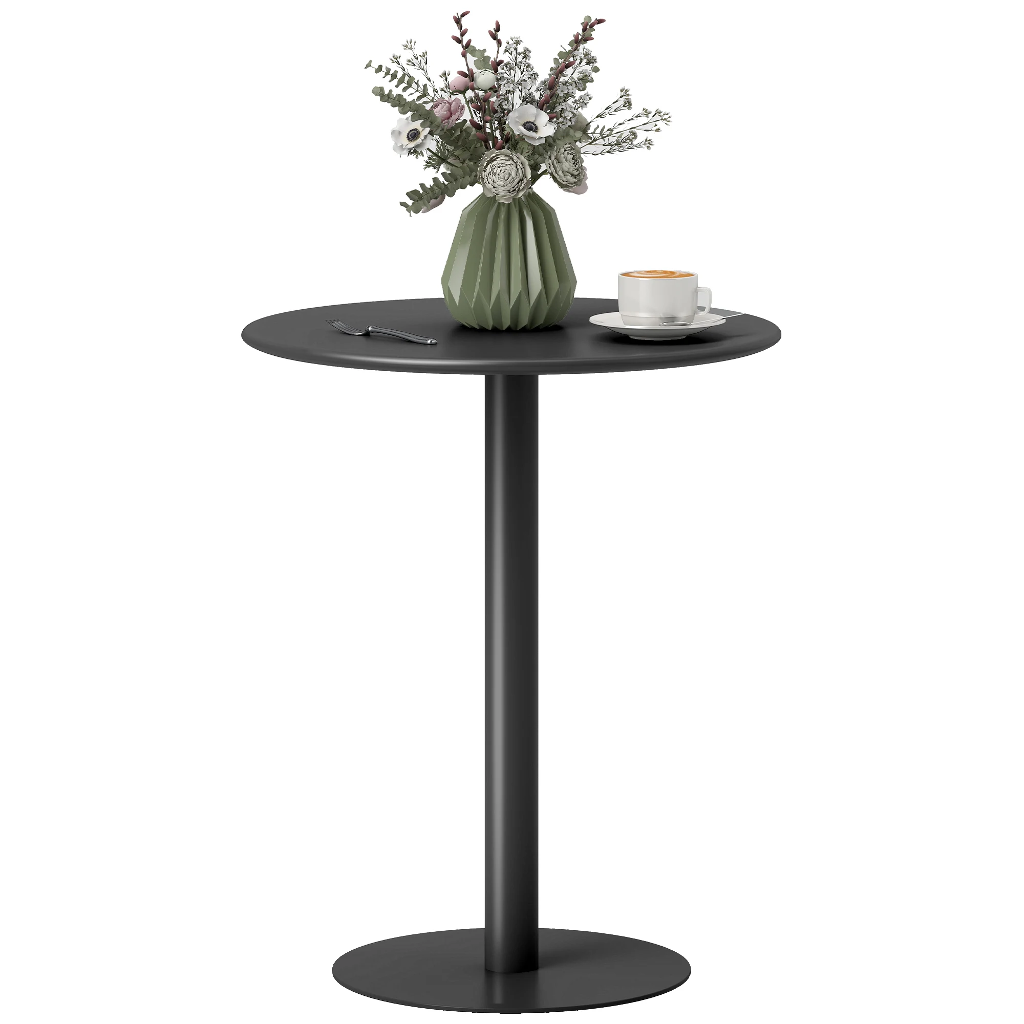 HOMCOM Mesa de Comedor Redonda para 2 Personas Mesa de Cocina de Acero para Interior y Exterior Ø60x72 cm