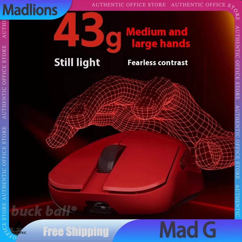 Madlions Mad G Wireless Mouse 8k Lightweight No Holes Custom Nordic52840 Paw3395 Custom Esports Game Office Mad G Max Mouse Gift