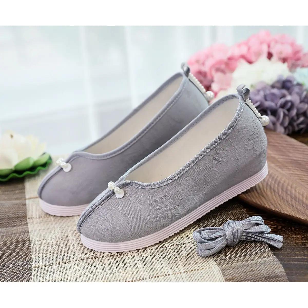 Zapatos Hanfu con forro de algodón de felpa, zapatos de tela Jacquard de Color sólido, zapatos de otoño e invierno, viejo Pekín