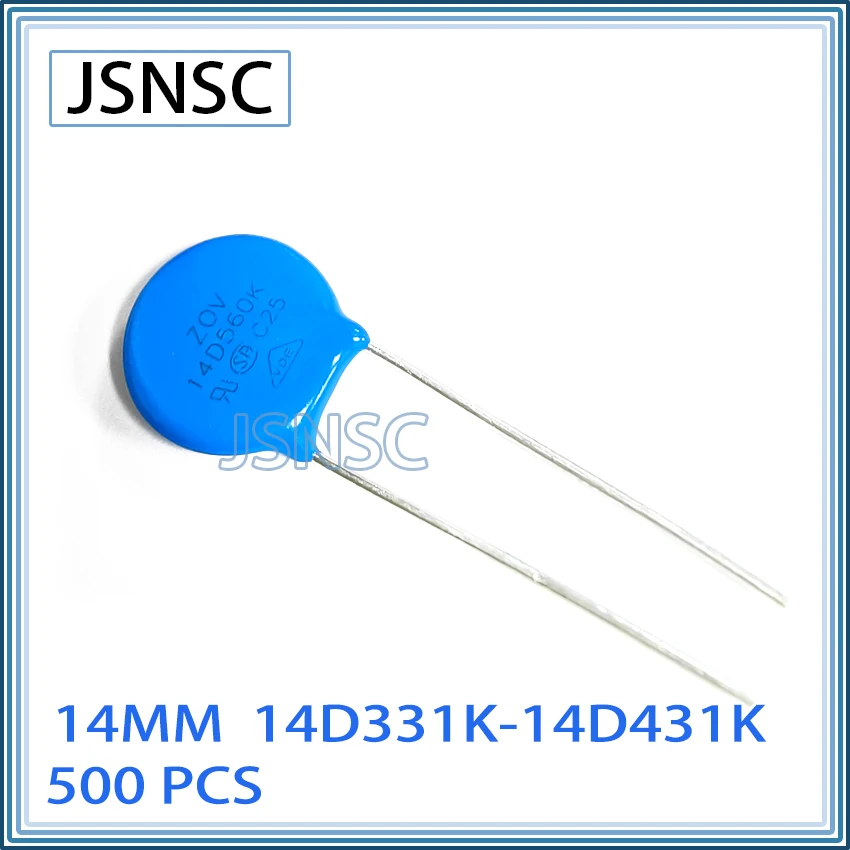 JSNSC Varistor resistance 500PCS 14D 14D331K 14D361K 14D391K 14D431K 330V 360V 390V 430V Diameter 14MM DIP-2 ZOV piezoresistor