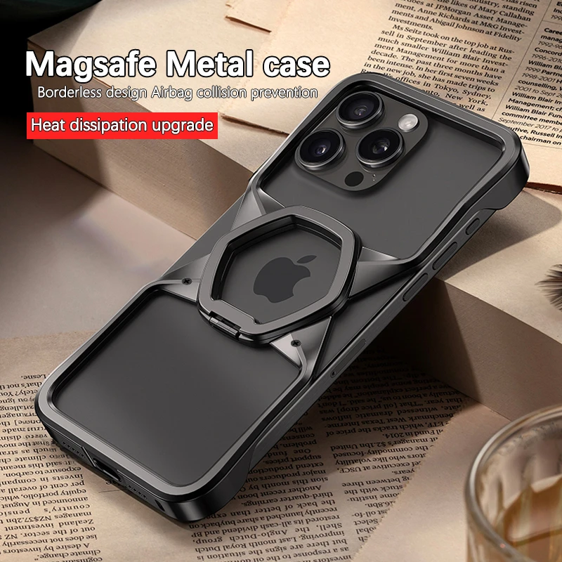 

Aluminum Alloy Frameless Heat Dissipation Case For iPhone 14 15 Pro Max Magsafe Magnetic Wireless Charging Shockproof Back Cover