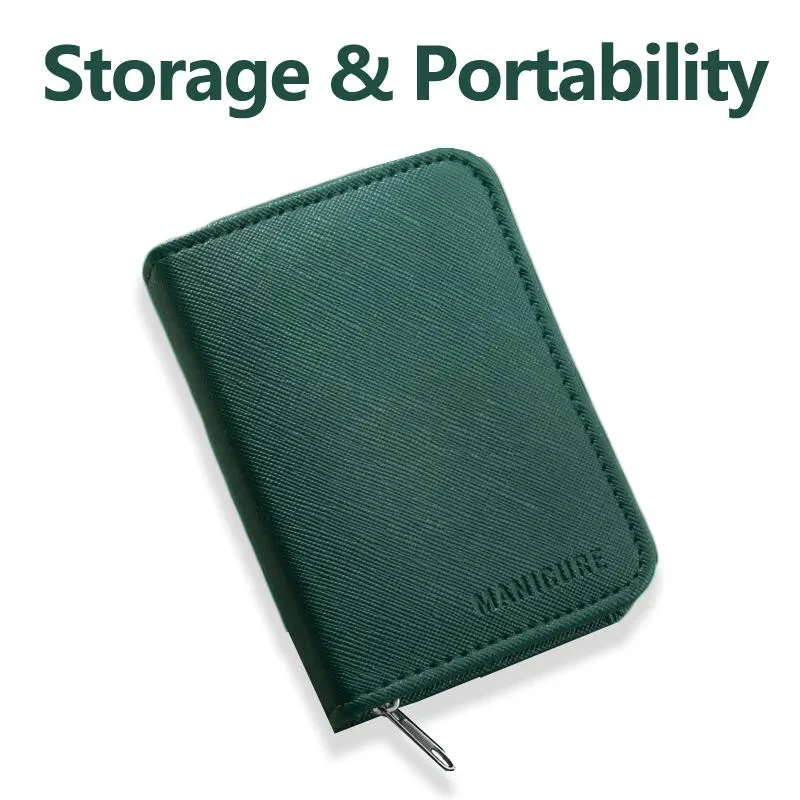 Ensemble de manucure vert 9 pièces avec étui en cuir, Kits d'outils professionnels de soins des pieds et du visage, ensembles de coupe-ongles en acier inoxydable, cadeau