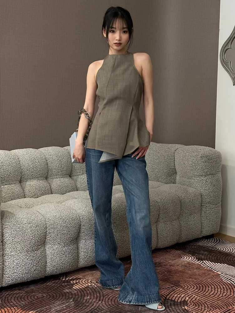 

Sleeveless, fitted, irregular top - 2026 spring/summer new style - women's round-neck business jacket vest