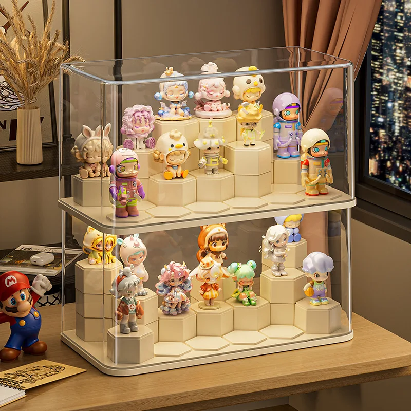Blind box display stand storage transparent dustproof acrylic figure toy building block display cabinet POP MART display box
