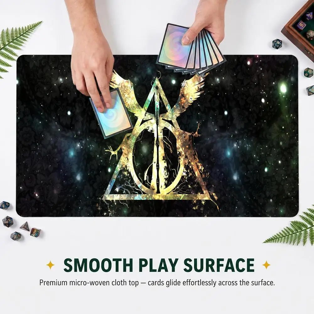 Large Golden Magic Symbol play mat  Galaxy Mystical Triangle Pattern Desk Mat Anti‑Slip Rubber Base Extended Keyboard Mouse pad