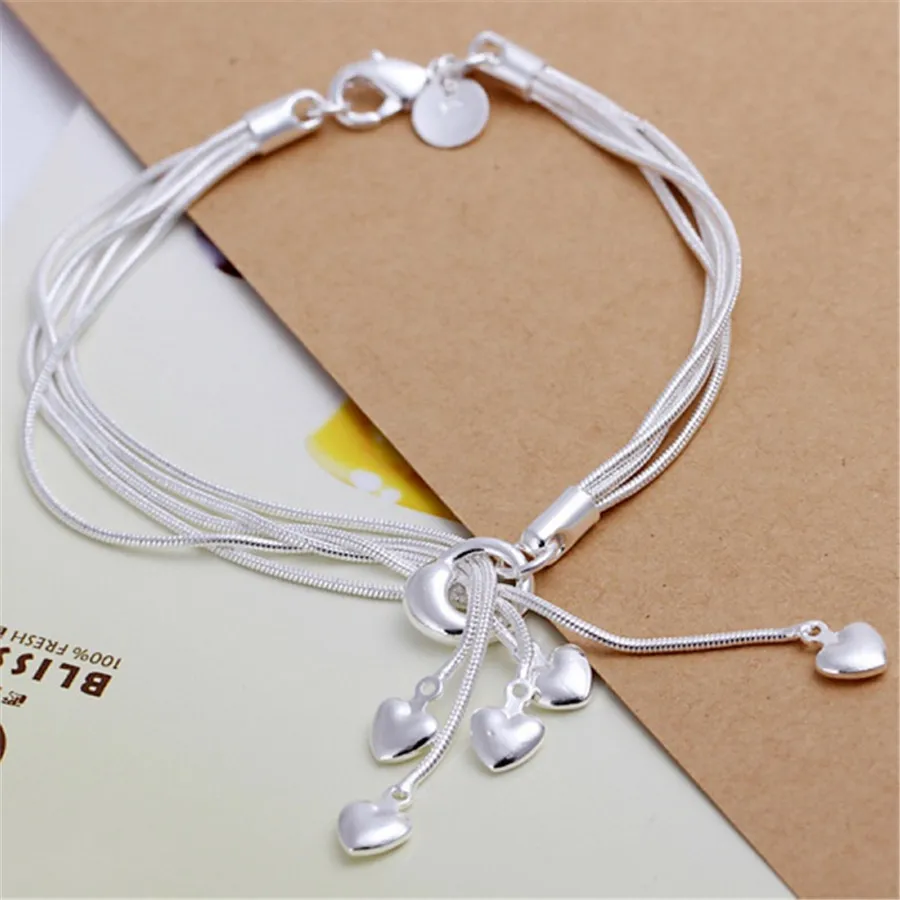 

925exquisite Heart 925 Sterling Silver Bracelets New Listings High 925quality Fashion Jewelry Christmas Gifts