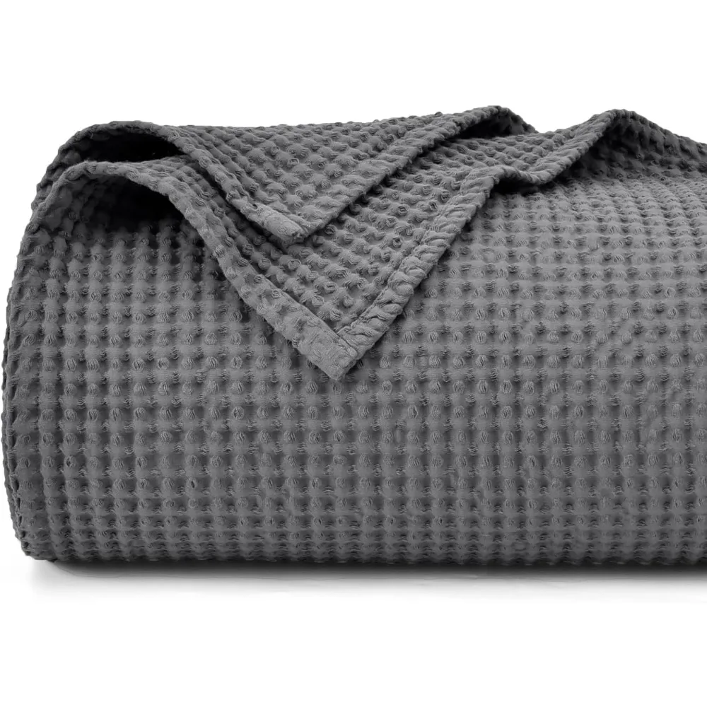 

Queen Size Cotton Waffle Weave Blanket - Lightweight, Breathable, and Moisture-Wicking for Bed and Couch