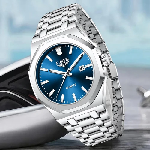 Imagen 2 del producto LIGE 2025 Reloj de lujo para Hombre, relojes de pulsera de cuarzo de negocios a la moda, relojes con correa de acero luminosa resistente al agua, Reloj para Hombre