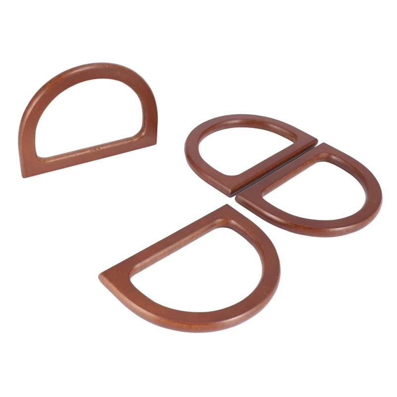 NEW-8PCS D-Shaped Wooden Purse Handles, Wood Replacement Handles For DIY Bag Purse Handbags Totes Clutch Making (Brown)